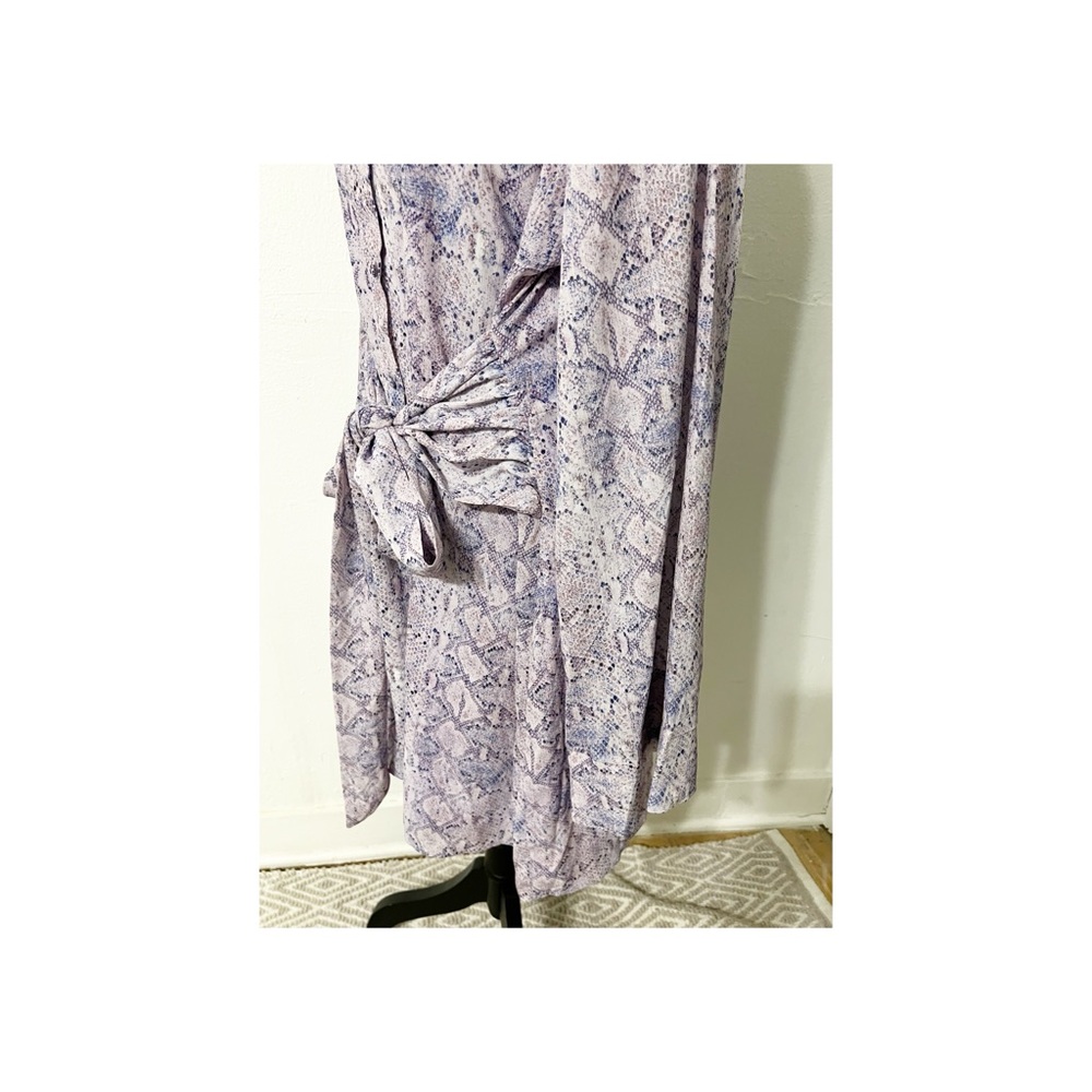 ShowPo HADID MINI DRESS BUTTON DOWN WAIST TIE SHIRT DRESS IN LILAC SNAKE Print - Picture 8 of 8